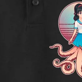 Japanese Yokai Monster Octopus School Girl Dry Zone Grid Performance Polo