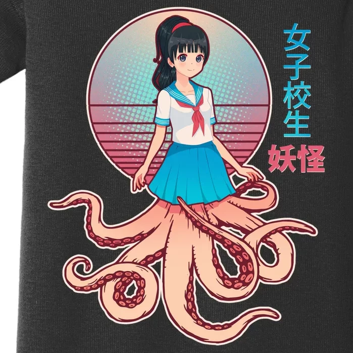 Japanese Yokai Monster Octopus School Girl Baby Bodysuit