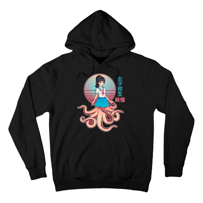 Japanese Yokai Monster Octopus School Girl Tall Hoodie