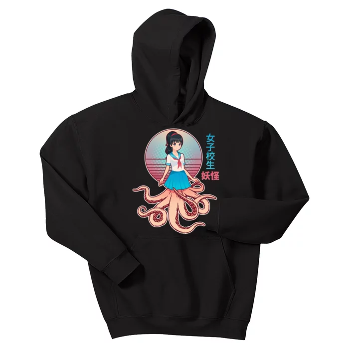 Japanese Yokai Monster Octopus School Girl Kids Hoodie