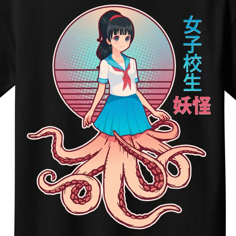 Japanese Yokai Monster Octopus School Girl Kids T-Shirt