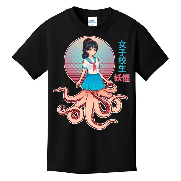 Japanese Yokai Monster Octopus School Girl Kids T-Shirt