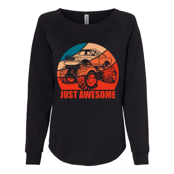 Just Awesome Retro Vintage Monster Truck Gift Womens California Wash Sweatshirt