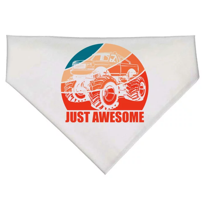 Just Awesome Retro Vintage Monster Truck Gift USA-Made Doggie Bandana