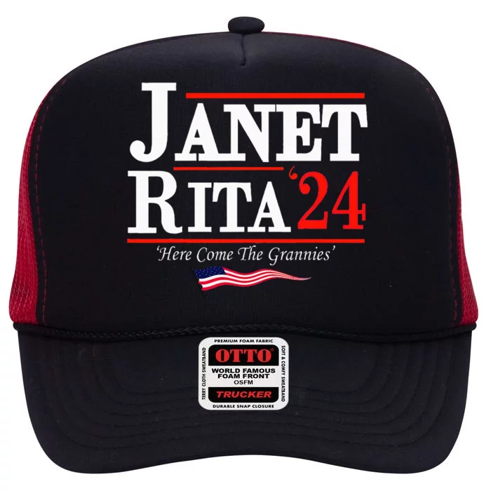 Janet And Rita 2024 Here Come The Grannies High Crown Mesh Trucker Hat