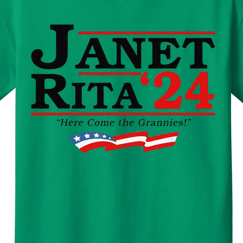 Janet And Rita For President 2024 Janet Rita Here Come The Grannies Kids T-Shirt