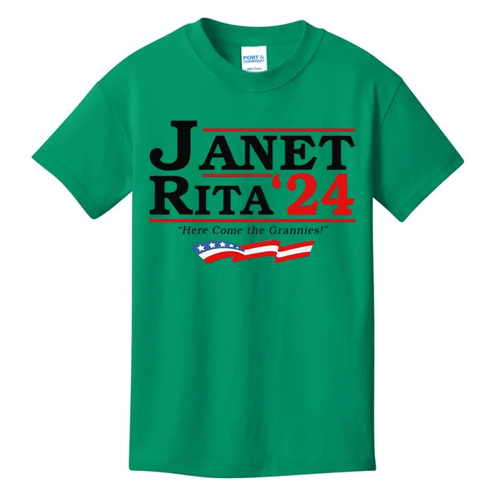 Janet And Rita For President 2024 Janet Rita Here Come The Grannies Kids T-Shirt