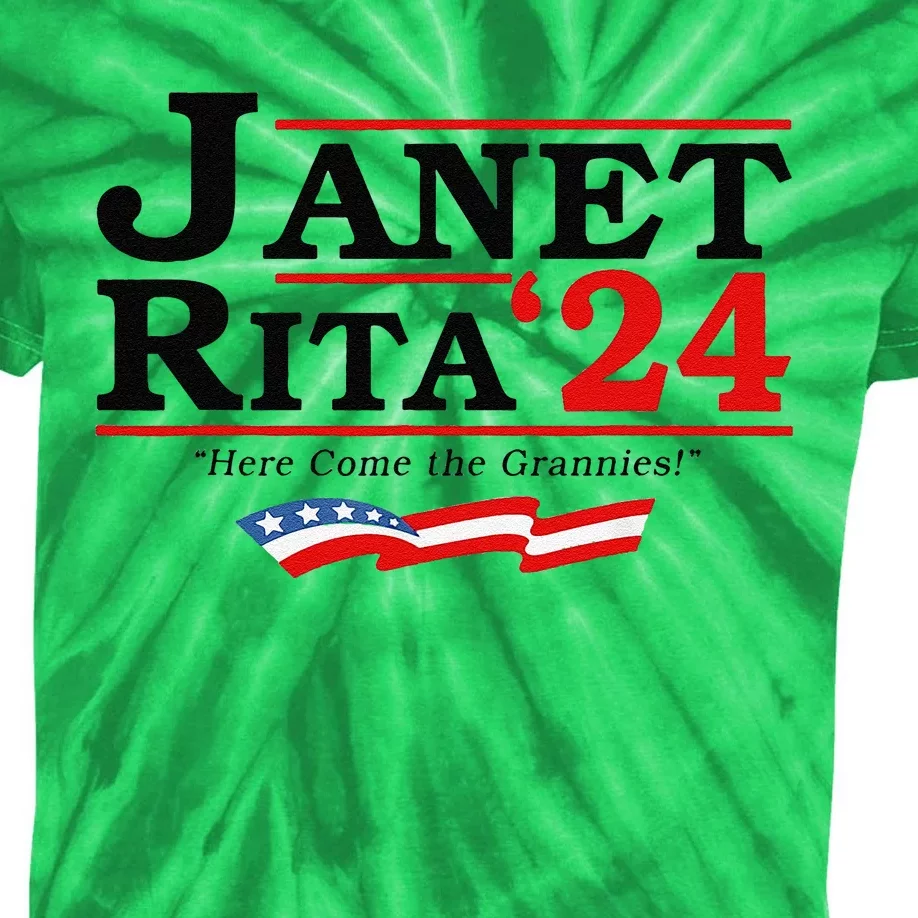 Janet And Rita For President 2024 Janet Rita Here Come The Grannies Kids Tie-Dye T-Shirt