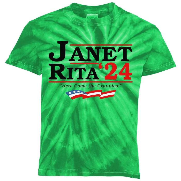 Janet And Rita For President 2024 Janet Rita Here Come The Grannies Kids Tie-Dye T-Shirt