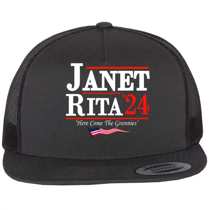 Janet And Rita 2024 Here Come The Grannies Flat Bill Trucker Hat