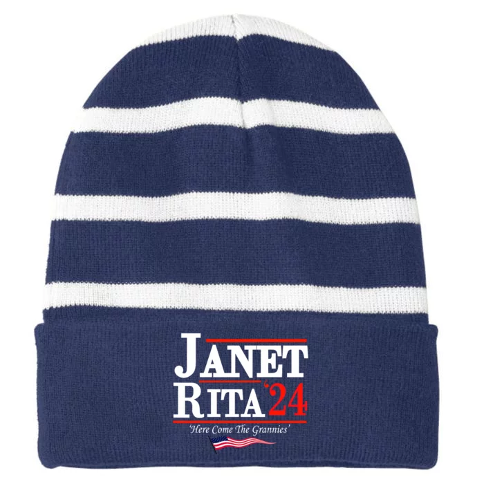 Janet And Rita 2024 Here Come The Grannies Striped Beanie with Solid Band