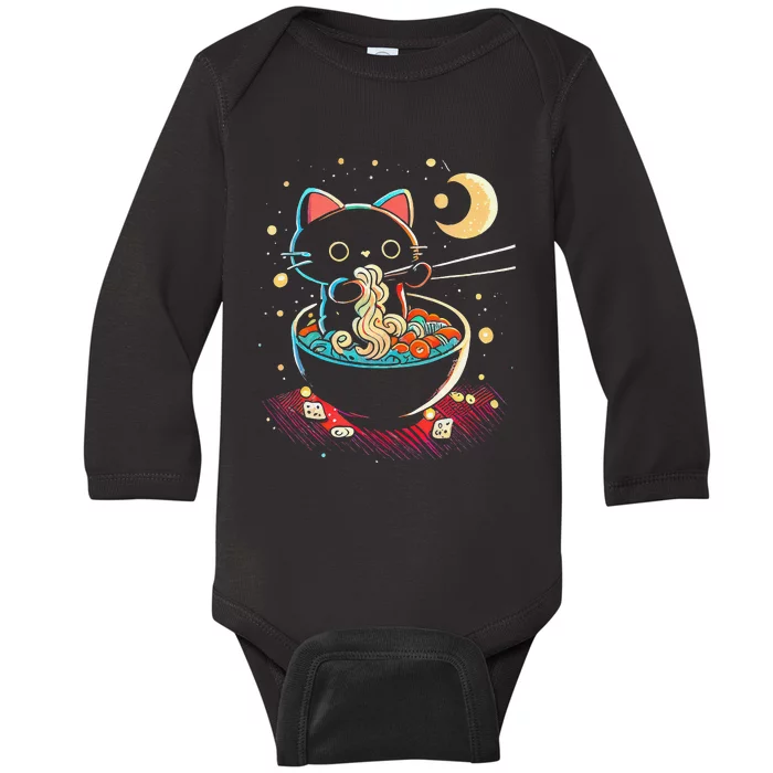 Japanese Anime Ra Cat Retro Noodles Aesthetic Kawaii Baby Long Sleeve Bodysuit