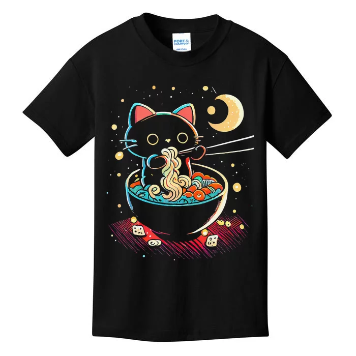 Japanese Anime Ra Cat Retro Noodles Aesthetic Kawaii Kids T-Shirt