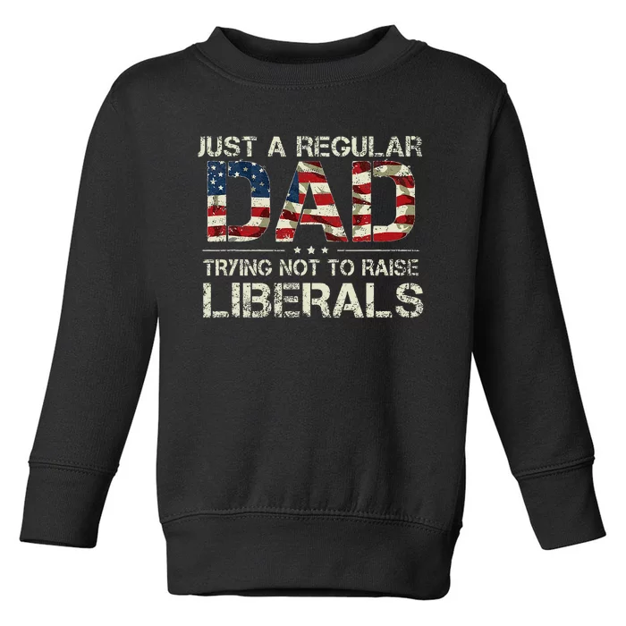 Just A Regular Dad Trying Not To Raise Liberals US Flag Toddler Sweatshirt