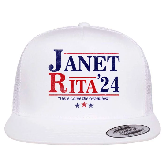 Janet And Rita 2024 Here Come The Grannies Flat Bill Trucker Hat