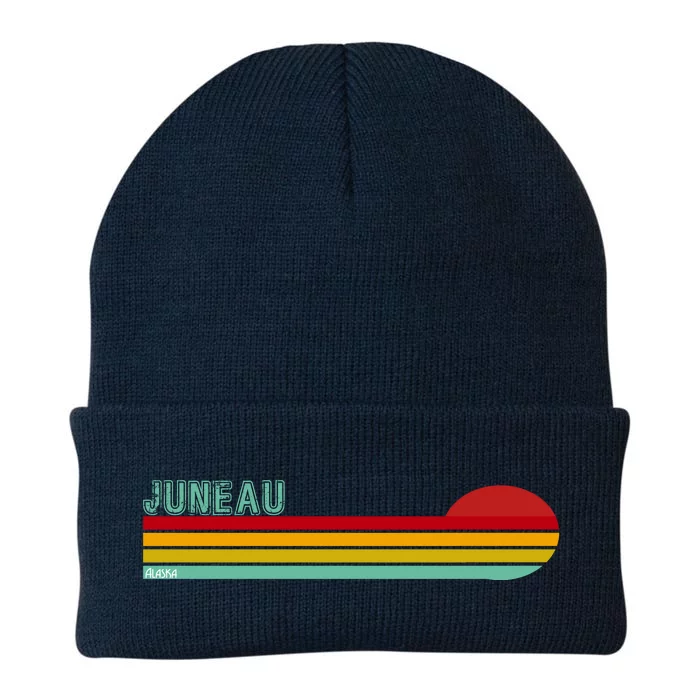 Juneau Alaska Retro Sunset Knit Cap Winter Beanie