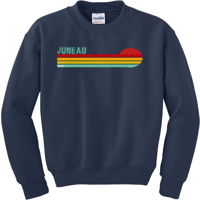 Juneau Alaska Retro Sunset Kids Sweatshirt