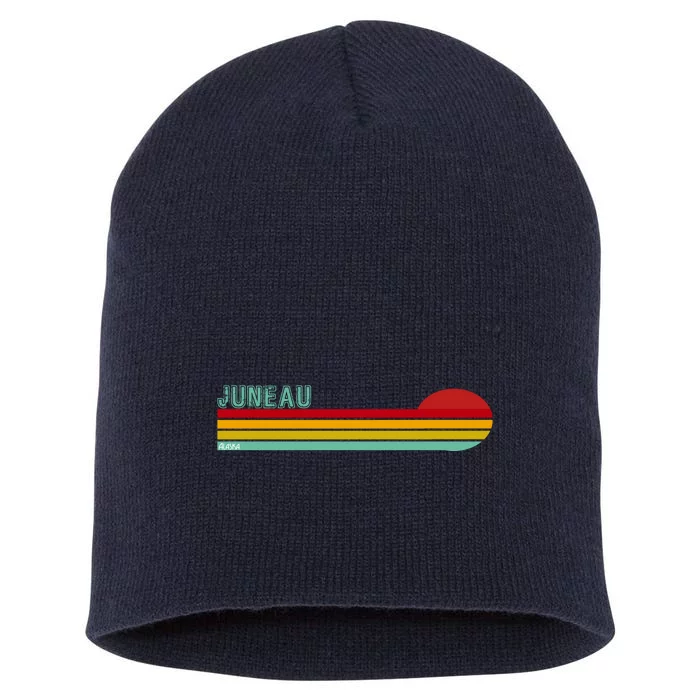 Juneau Alaska Retro Sunset Short Acrylic Beanie