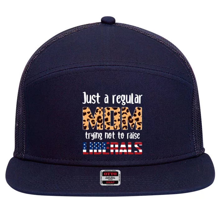 Just A Regular Mom American Mom Gift 7 Panel Mesh Trucker Snapback Hat