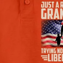 Just A Regular Grandpa Trying Not To Raise Liberals USA American Flag Dry Zone Grid Performance Polo