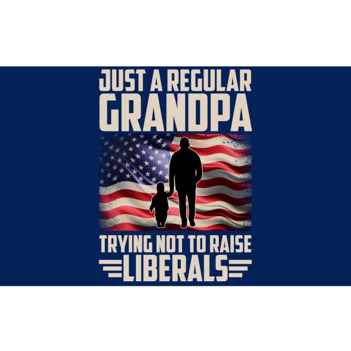 Just A Regular Grandpa Trying Not To Raise Liberals USA American Flag Bumper Sticker