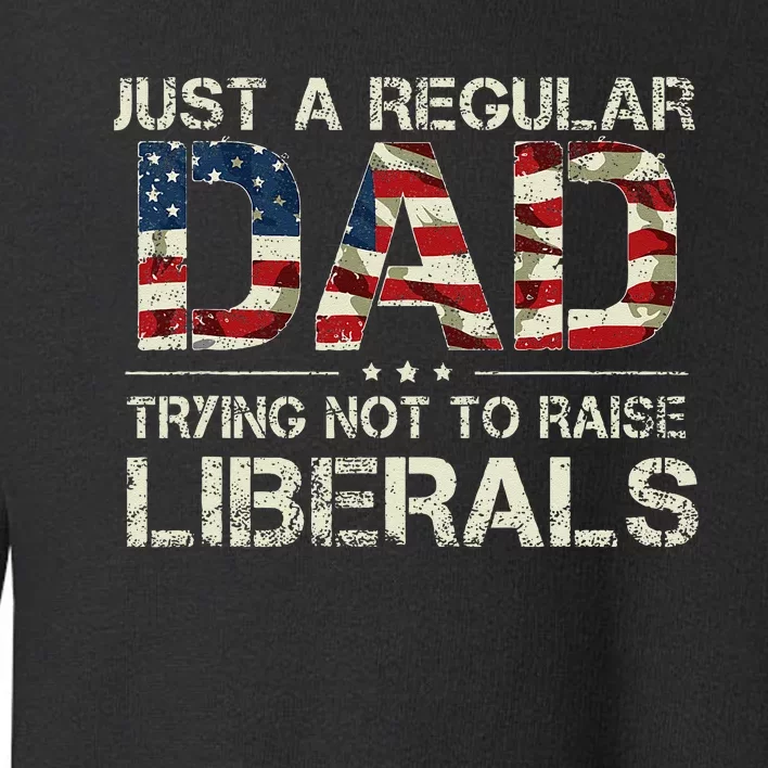 Just A Regular Dad Trying Not To Raise Liberals US Flag Toddler Sweatshirt