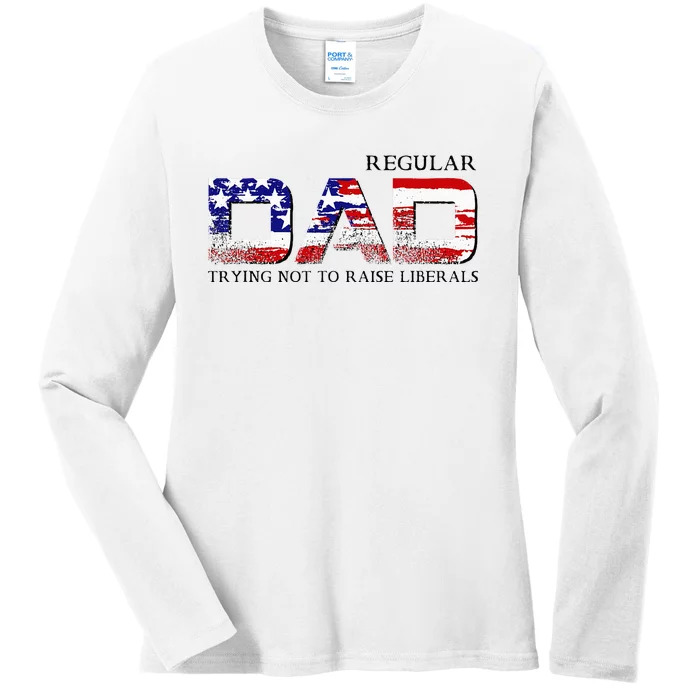 Just A Regular Dad Trying Not To Raise Liberals Ladies Long Sleeve Shirt