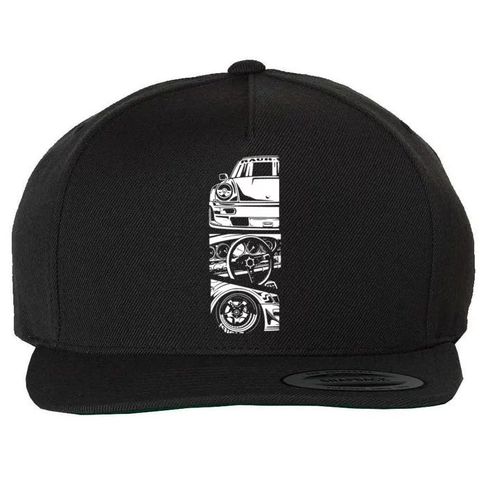 Japanese Automotive Retro Race Vintage Tuning Wool Snapback Cap