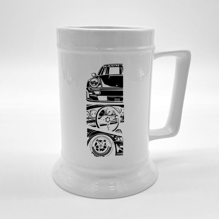 Japanese Automotive Retro Race Vintage Tuning Front & Back Beer Stein