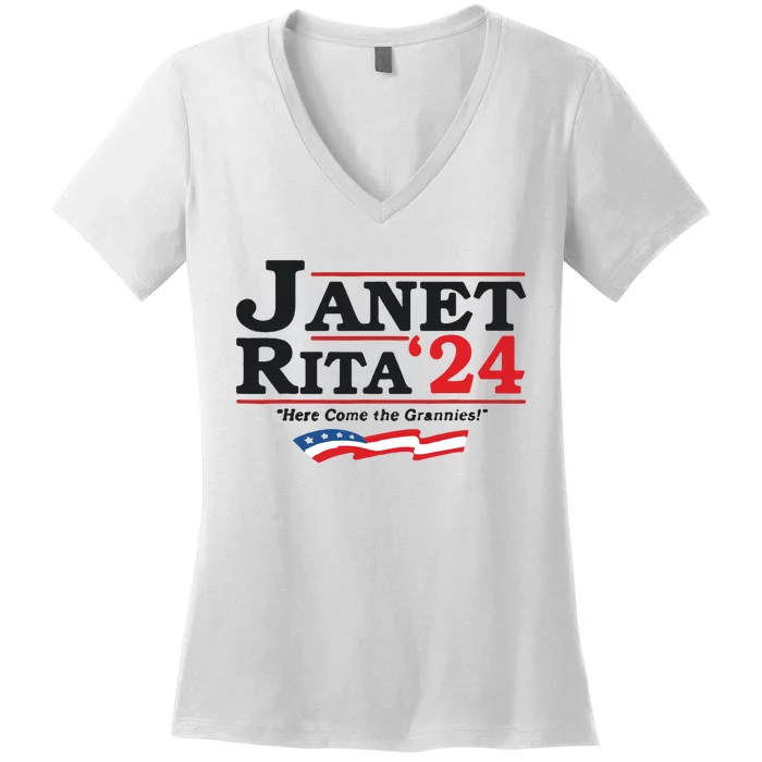 Janet And Rita For President 2024 Women's V-Neck T-Shirt