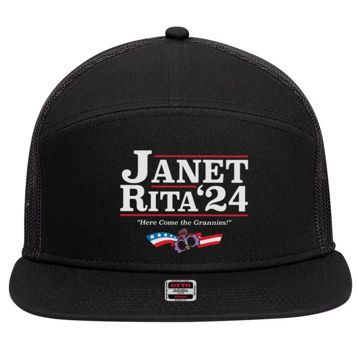 Janet And Rita 2024 The Grannies Political Nice Parking Spot Rita 7 Panel Mesh Trucker Snapback Hat