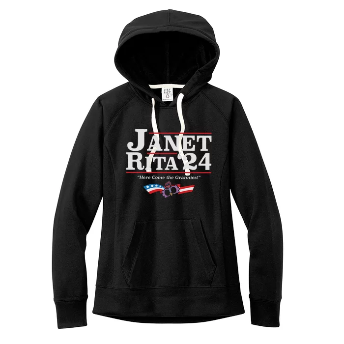 Janet And Rita 2024 The Grannies Political Nice Parking Spot Rita Women's Fleece Hoodie