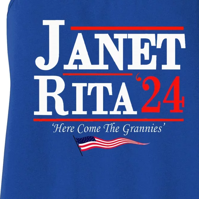 Janet And Rita 2024 Here Come The Grannies Women's Racerback Tank