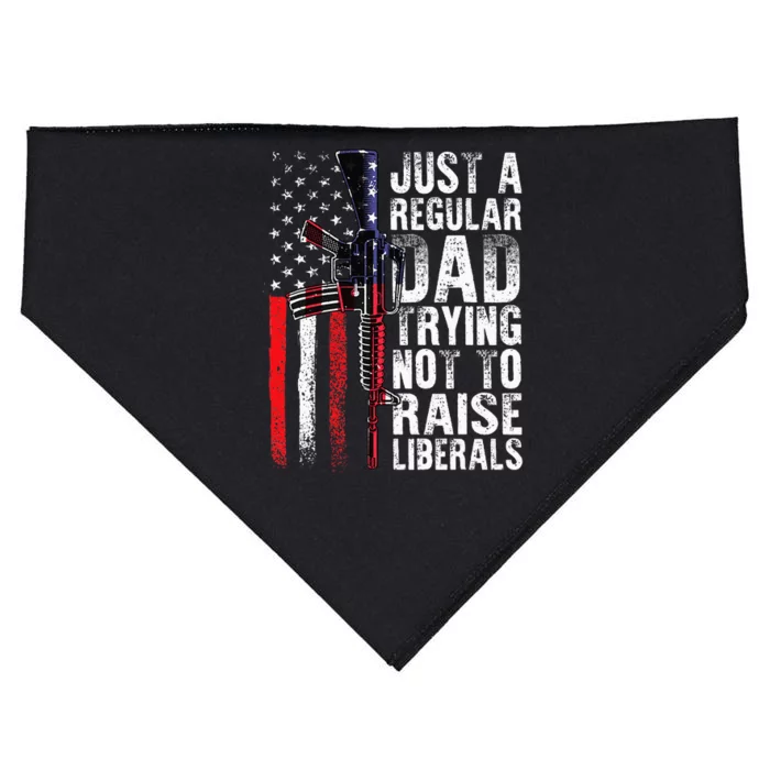 Just A Regular Dad Trying Not To Raise Liberals Fathers Day USA-Made Doggie Bandana