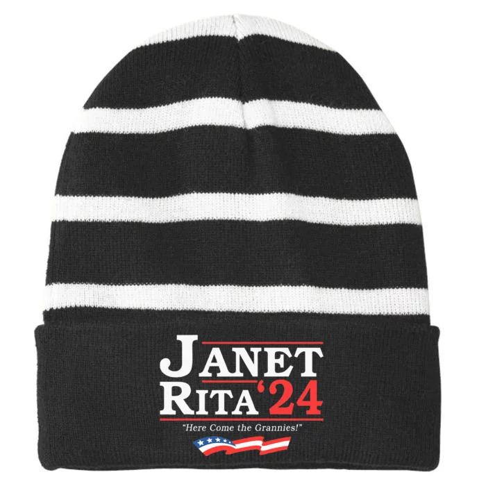 Janet And Rita 2024 Here Come The Grannies Striped Beanie with Solid Band