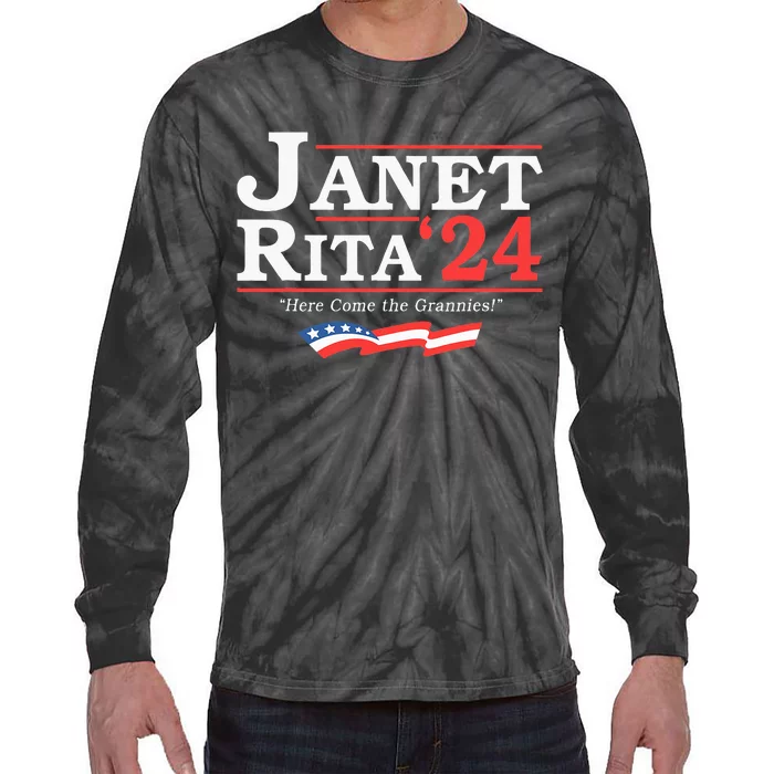 Janet And Rita 2024 Here Come The Grannies Tie-Dye Long Sleeve Shirt