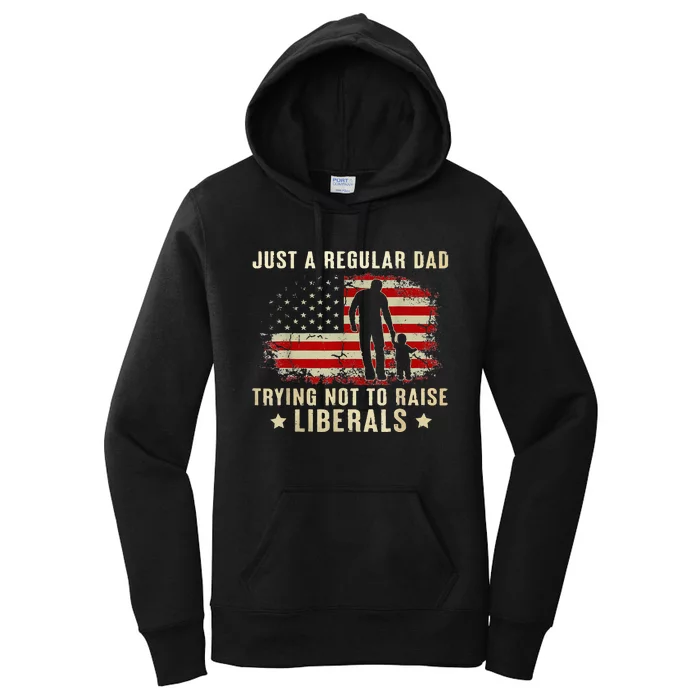 Just A Regular Dad Trying Not To Raise Liberals Fathers Day Women's Pullover Hoodie