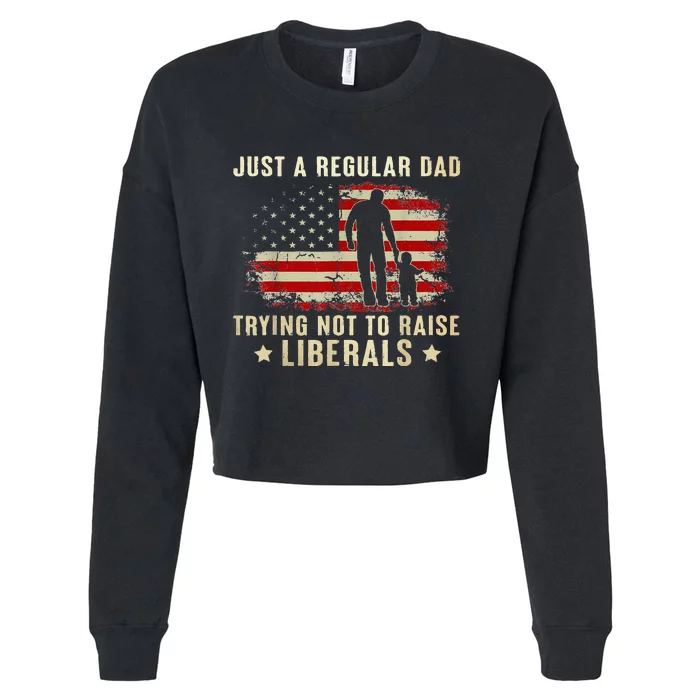 Just A Regular Dad Trying Not To Raise Liberals Fathers Day Cropped Pullover Crew