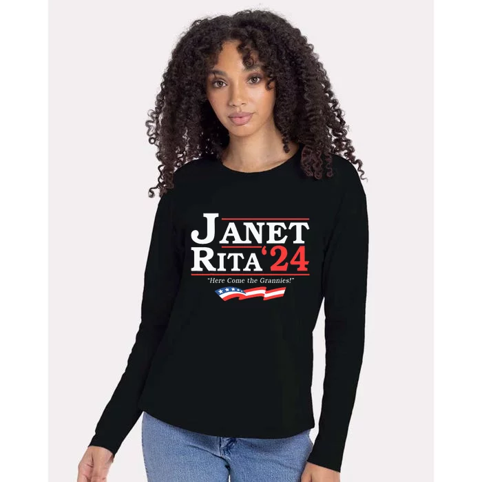 Janet And Rita 2024 Here Come The Grannies Womens Cotton Relaxed Long Sleeve T-Shirt