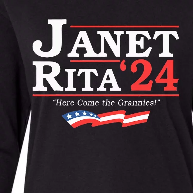 Janet And Rita 2024 Here Come The Grannies Womens Cotton Relaxed Long Sleeve T-Shirt