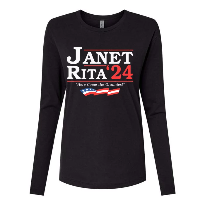 Janet And Rita 2024 Here Come The Grannies Womens Cotton Relaxed Long Sleeve T-Shirt