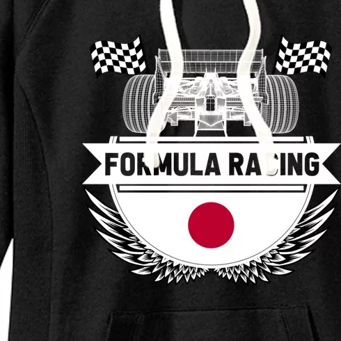 Japanese Auto Race Japan Flag Formula Racing Car Blueprint Gift Women's Fleece Hoodie