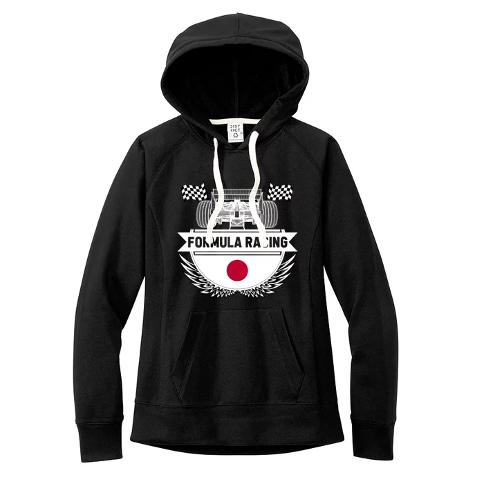 Japanese Auto Race Japan Flag Formula Racing Car Blueprint Gift Women's Fleece Hoodie