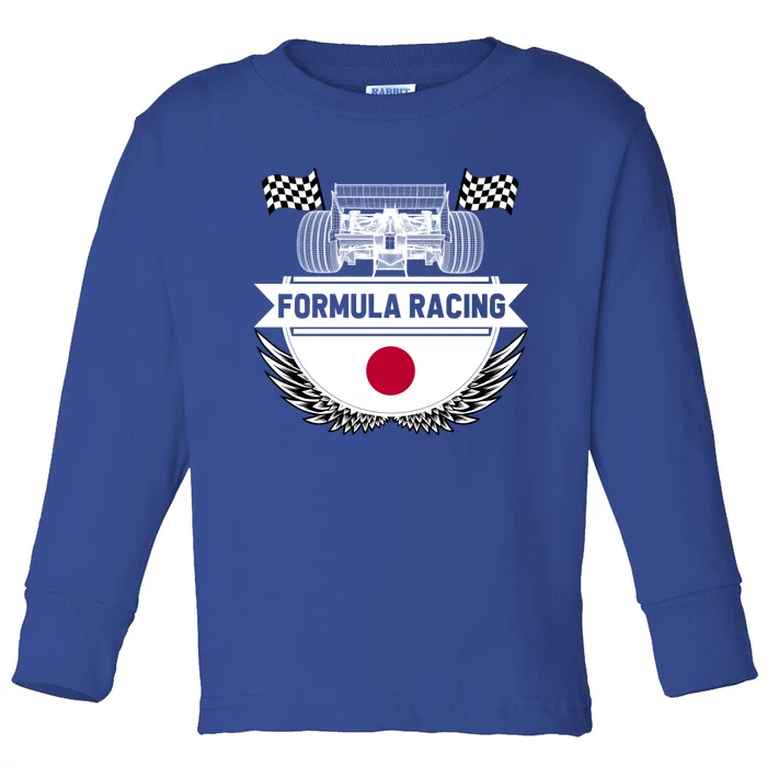 Japanese Auto Race Japan Flag Formula Racing Car Blueprint Gift Toddler Long Sleeve Shirt