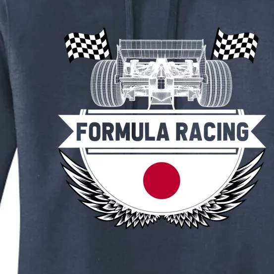 Japanese Auto Race Japan Flag Formula Racing Car Blueprint Gift Women's Pullover Hoodie