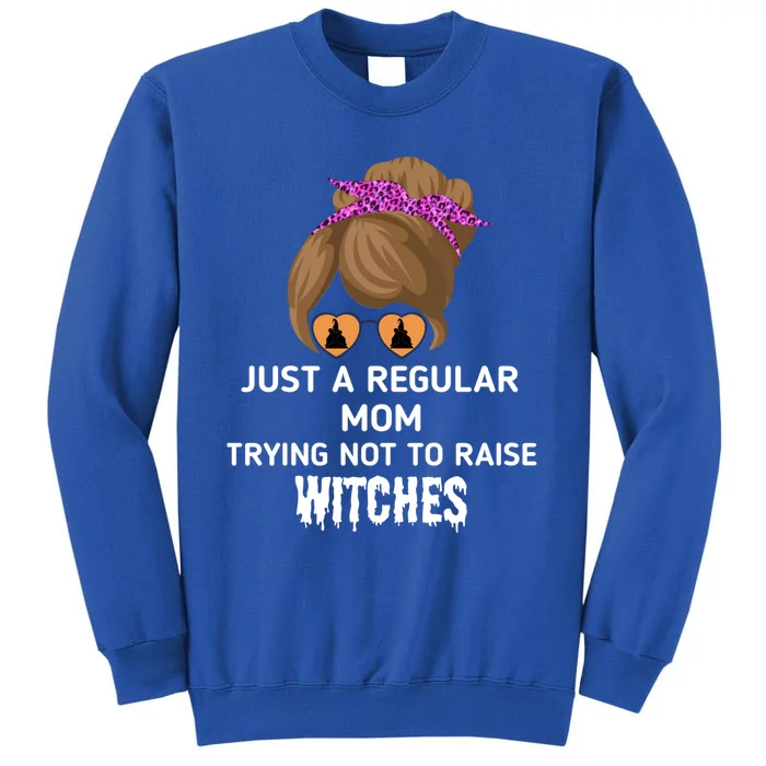 Just A Regular Mom Trying Not To Raise Witches Halloween Mom Gift Tall Sweatshirt