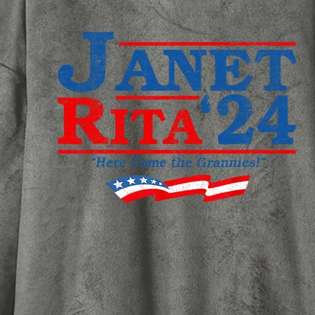 Janet And Rita For President 2024 President 2024 Hooded Wearable Blanket