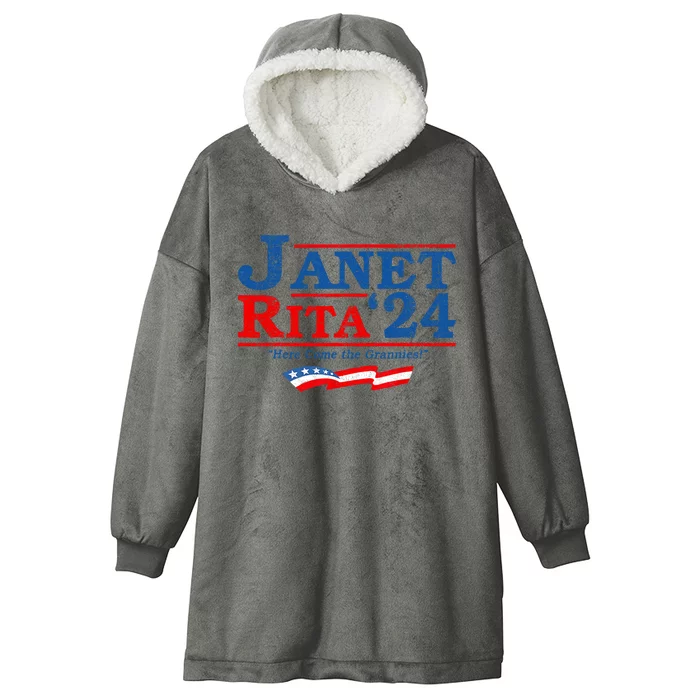 Janet And Rita For President 2024 President 2024 Hooded Wearable Blanket