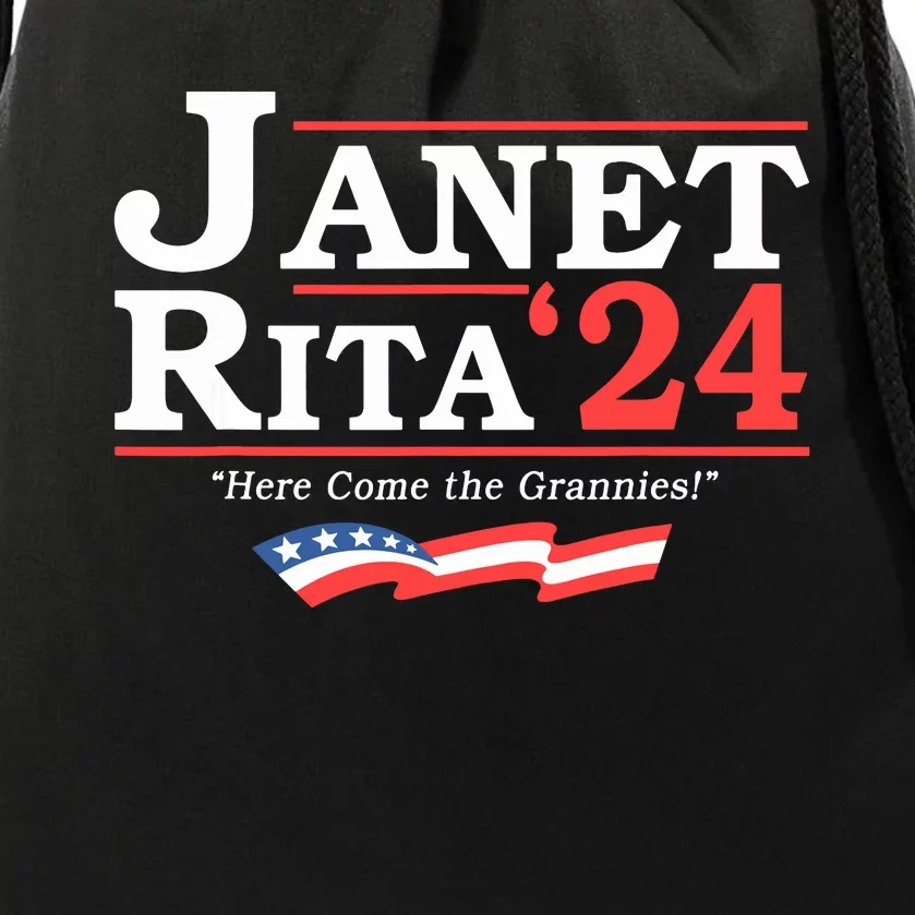 Janet And Rita 2024 Here Come The Grannies Drawstring Bag