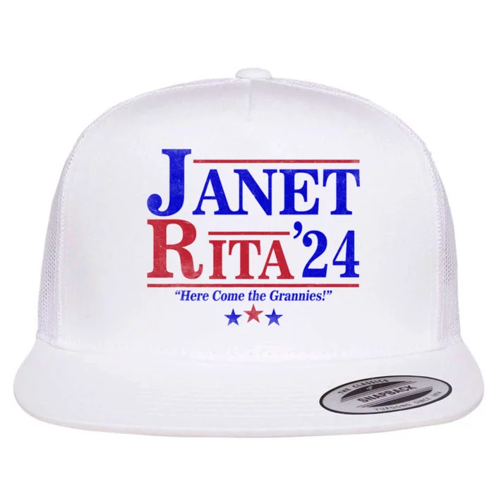 Janet And Rita 2024 Here Come The Grannies Flat Bill Trucker Hat